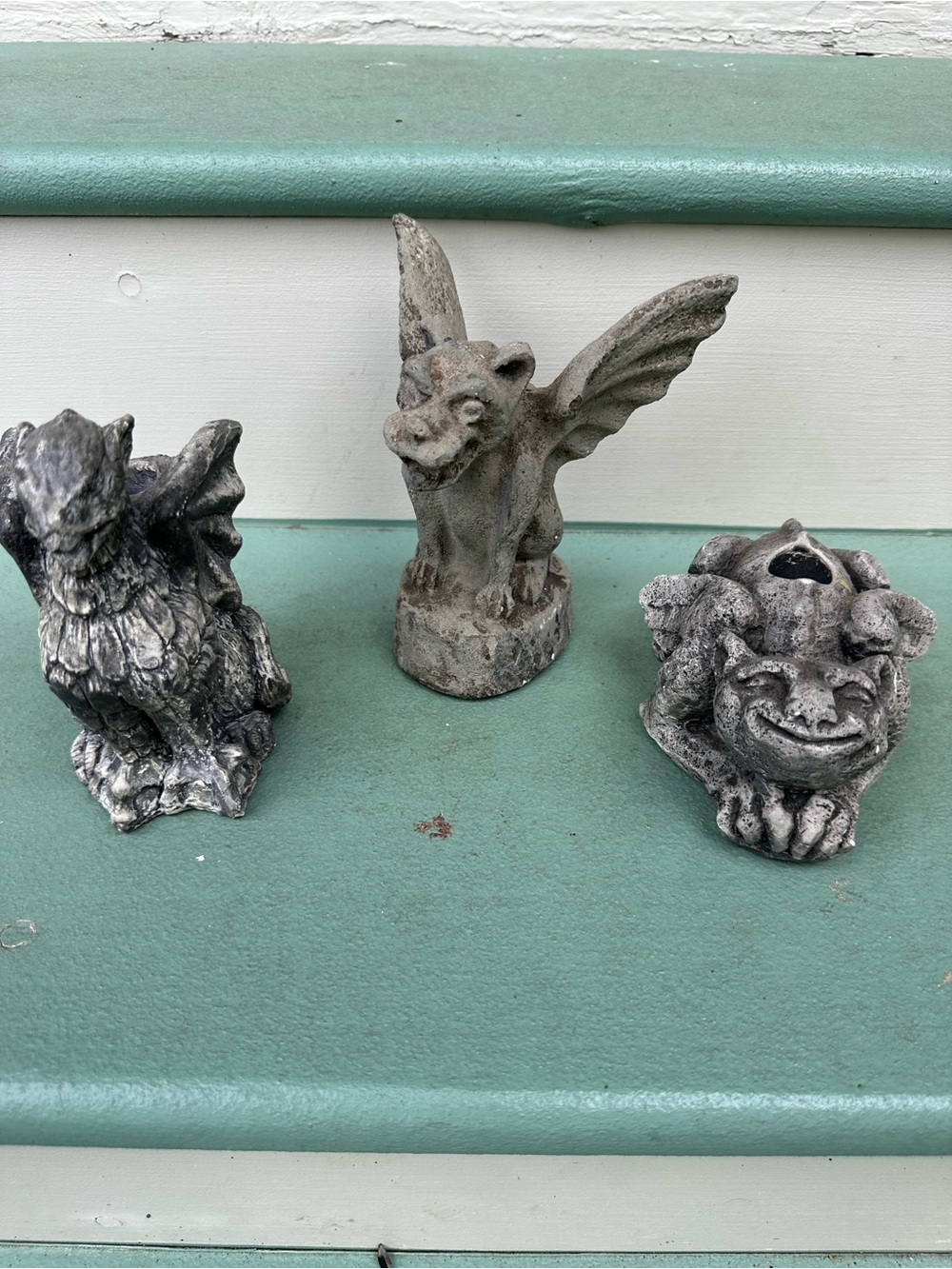 Gothic Gargoyle Candle Holders Set of 3 Heavy Stone Finish- Gothic or Halloween